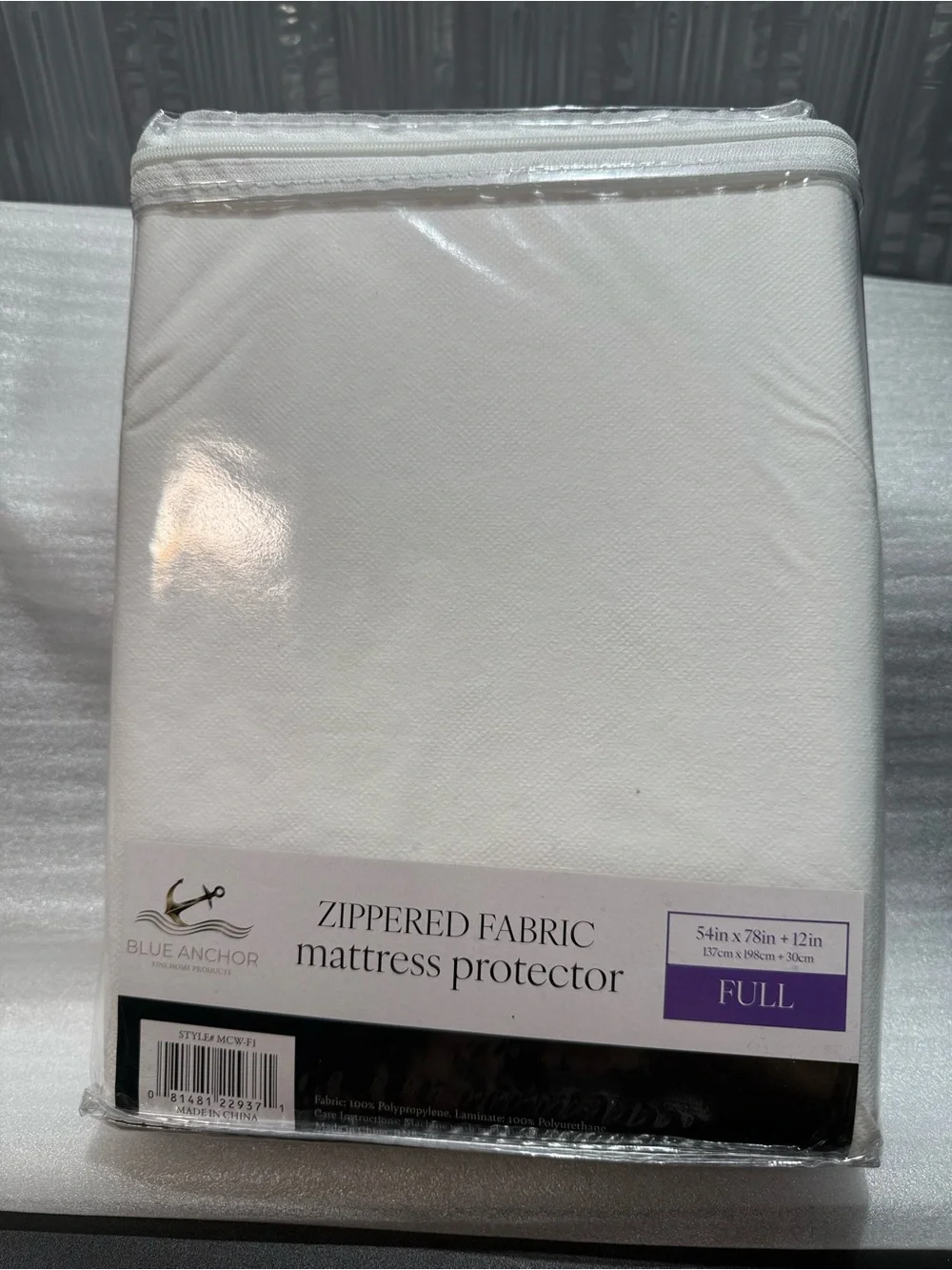 Blue Anchor Full Zippered Waterproof Mattress Protector Bed Bug Dust Mite NEW